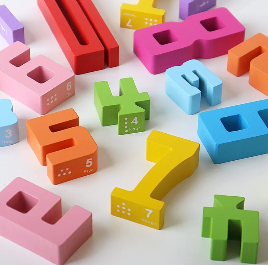 Wooden Math Blocks Set