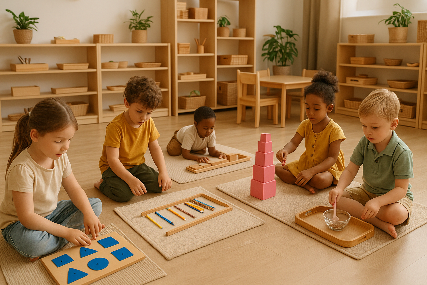 kids play with montessori
